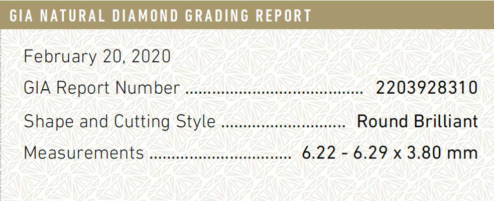 GIA Natural Diamond Grading Report