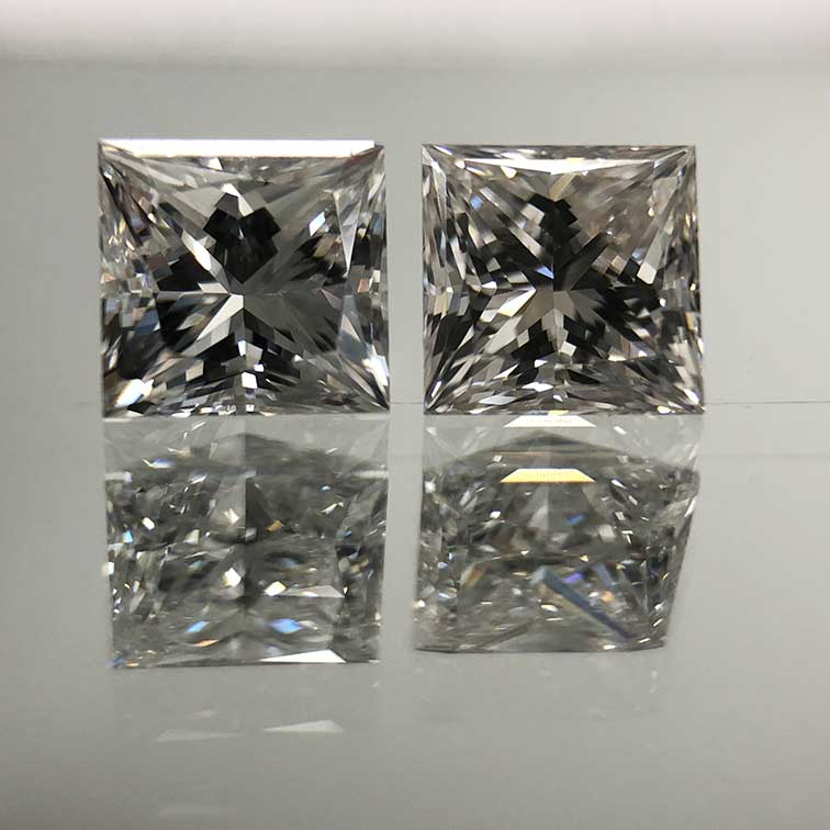 Lab grown diamond and natural diamond side by side
